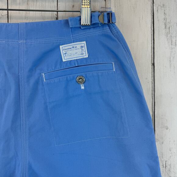 VTG Lauren Ralph Lauren Blue Cotton Adjustable Waist Bermuda 7" Shorts Size 4 - Picture 9 of 12